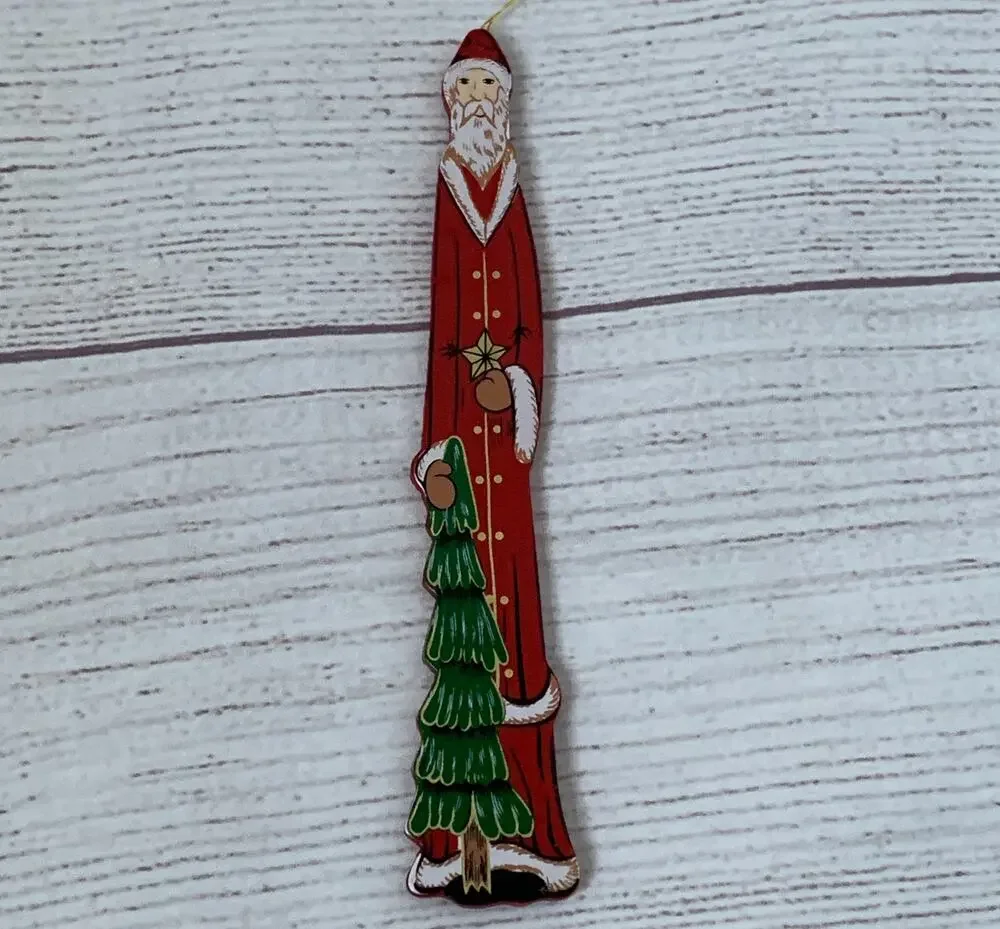 Vintage Wooden Father Christmas Santa Claus Christmas Tree Ornament 6
